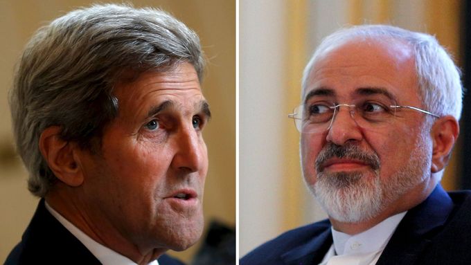 Ministři zahraničí John Kerry (USA) a Muhammad Zaríf (Írán) ve Vídni.