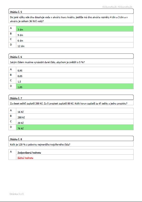 Celoplošné testování - Matematika - 9.tř - základní verze - 03