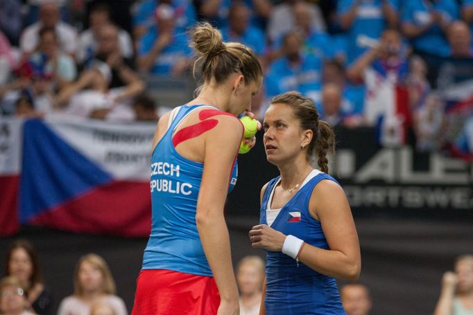 FC, finále 2015 Česko-Rusko: Barbora Strýcová a Karolína Plíšková