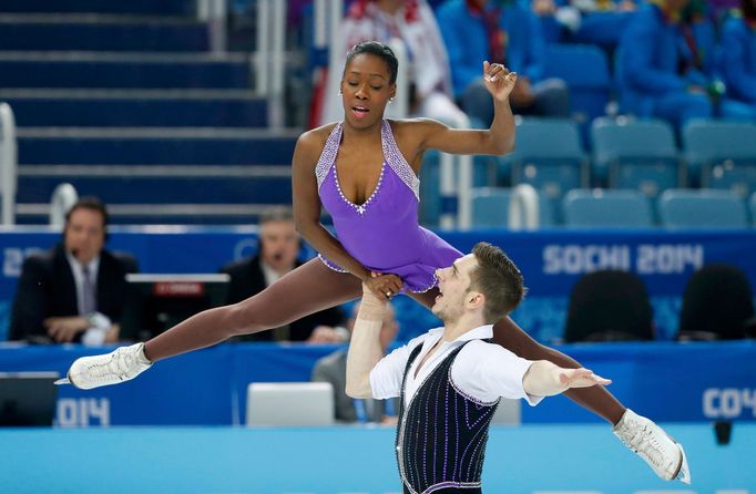 France's James and Cipres during the figure skating team pairs' short program at the Sochi 2014 Winter Olympics