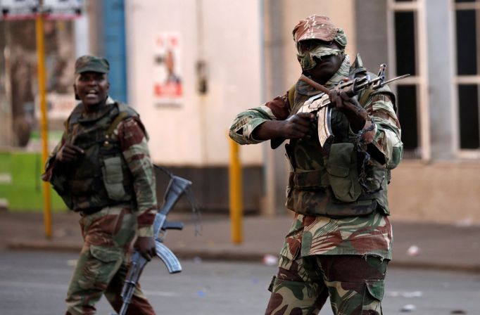 Povolební protesty v Harare v Zimbabwe. 1. 8. 2018