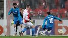 fotbal, Evropská liga 2018/2019, Slavia Praha - Zenit Petrohrad, Jaromír Zmrhal dává gól na 1:0