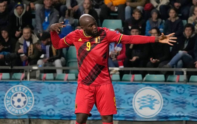 Romelu Lukaku v zápase Belgie s Estonskem