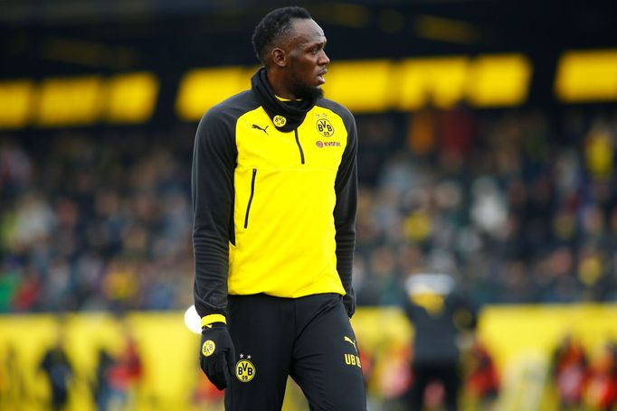 Usain Bolt trénuje s fotbalisty Borussie Dortmund.