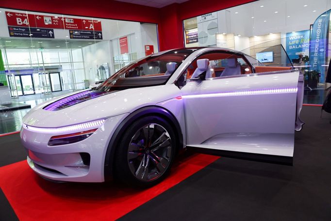 Snapdragon Digital Chassis Concept of Qualcomm is displayed during an event a day ahead of the official opening of the 2023 Munich Auto Show IAA Mobility, in Munich, Germ