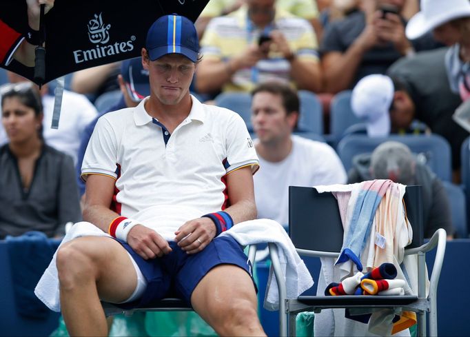 Tomáš Berdych neměl ve druhém kole US Open příliš důvodů k radosti.