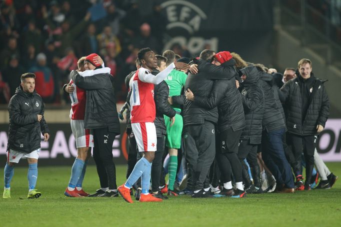 Slávisté slaví postup v odvetě osmifinále Evropské ligy Slavia Praha - FC Sevilla