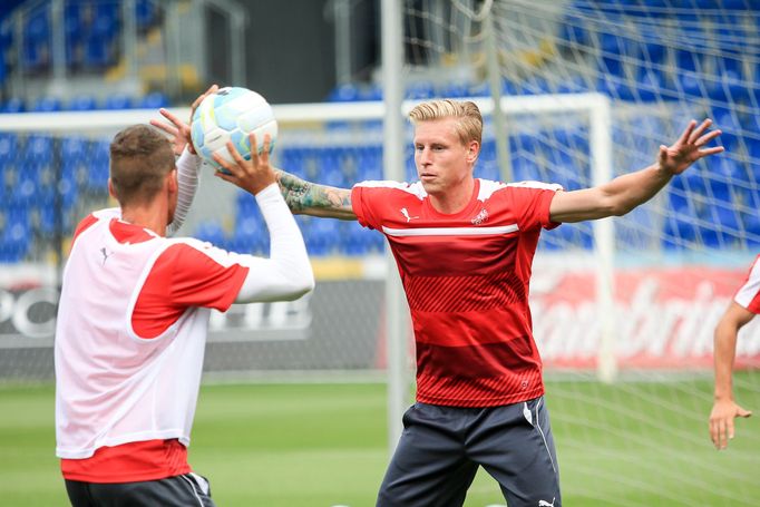 Tisková konference a trénink Viktorie Plzeň před 3. předkolem Ligy mistrů 2016. František Rajtoral