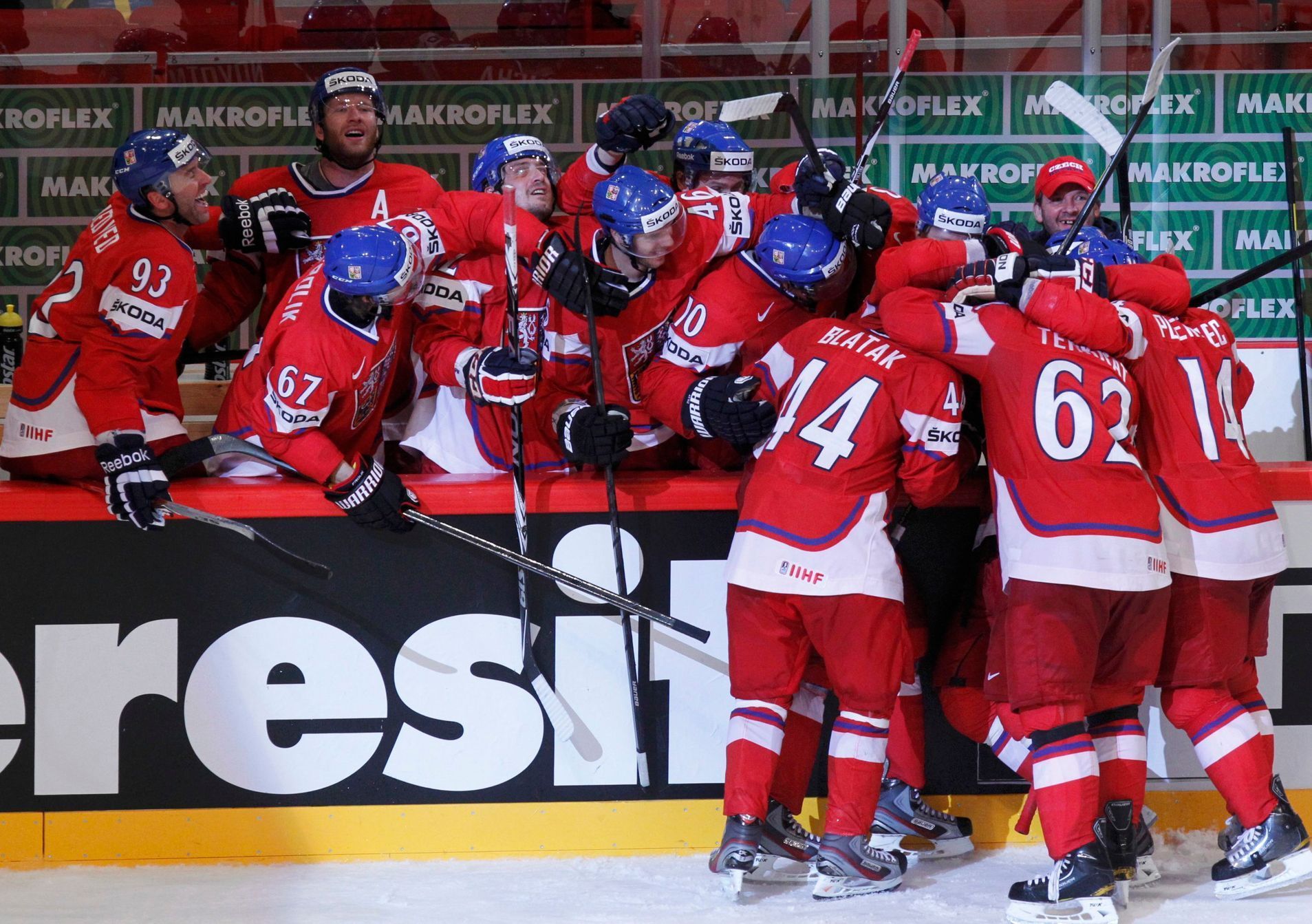 Česká radost ve čtvrtfinále MS Švédsko - Česko