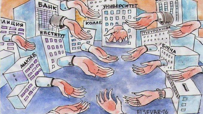 Korupce v Uzbekistánu podle karikaturisty Tuze.