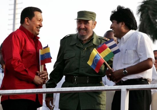 Chavez, Castro a Morales