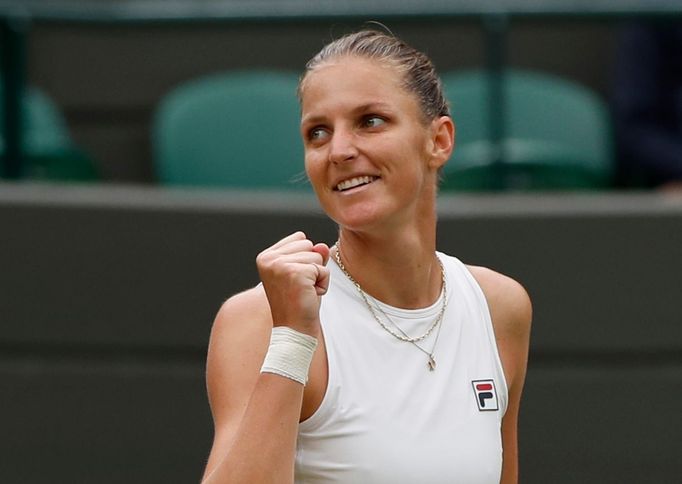 Karolína Plíšková ve čtvrtfinále Wimbledonu 2021.