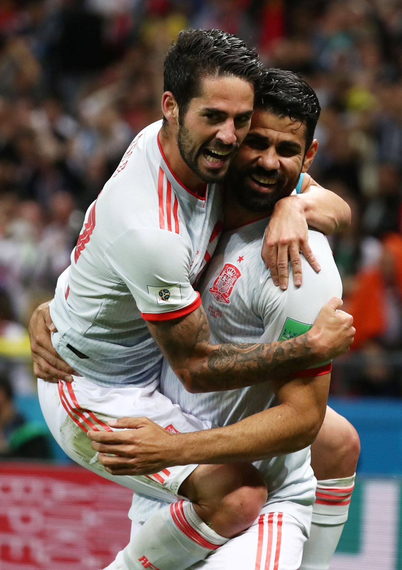 Diego Costa slaví gól v zápase Írán - Španělsko na MS 2018