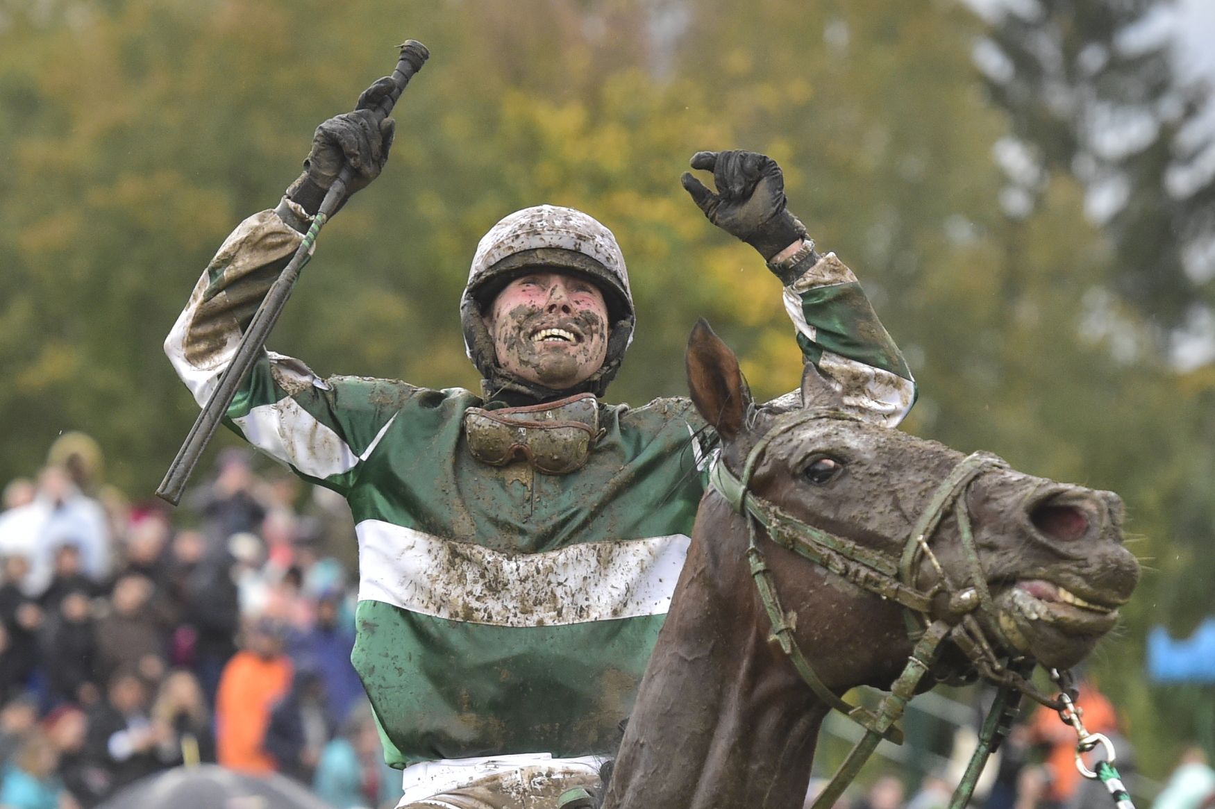 Jan Kratochvíl s koněm No Time To Lose, vítězi Velké pardubické 2017
