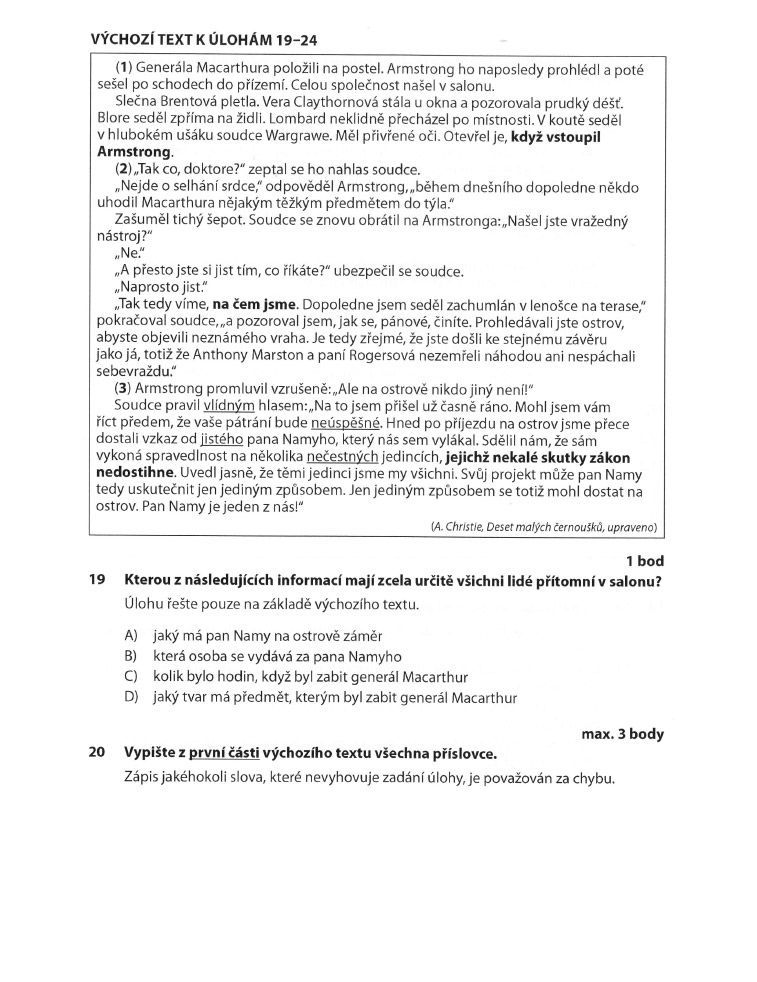 přijímací test - ČJ