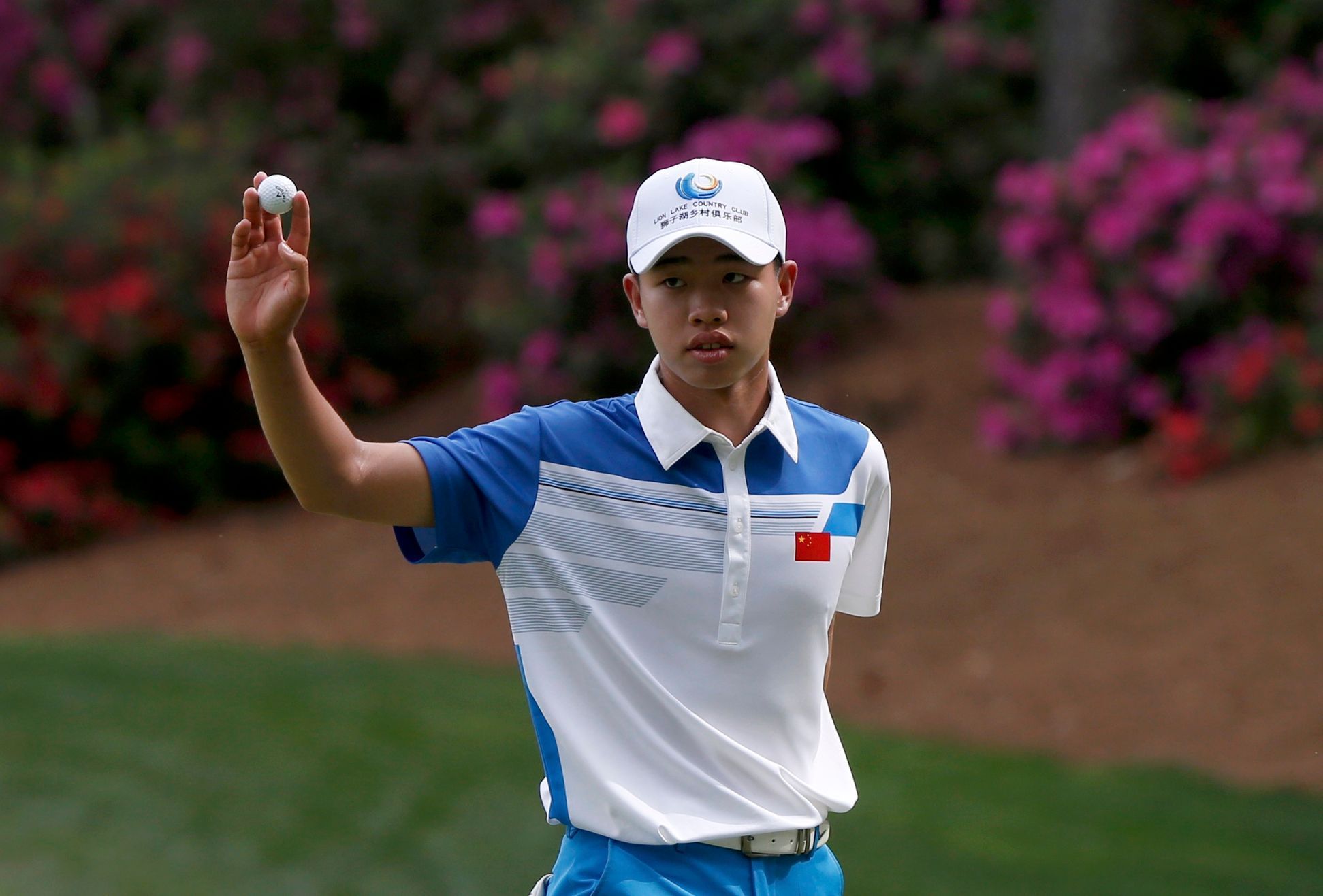 Číňa Guan Tianlang na golfovém Masters v Augustě