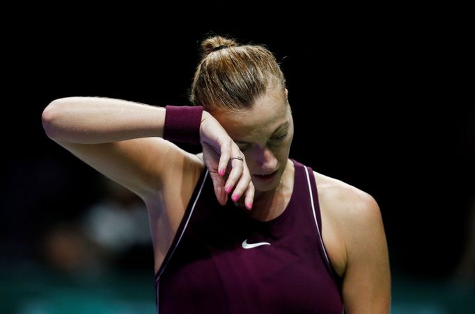 tenis, Turnaj mistryň 2018, Petra Kvitová při zápase s Caroline Wozniackou