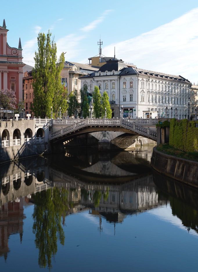 Plečnikova architektura v Lublani, Slovinsko.