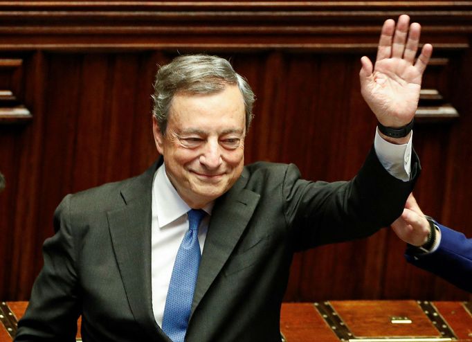 Mario Draghi v parlamentu.