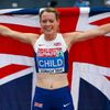 Child of Britain celebrates winning the women's 400 metres hurdles final during the European Athletics Championships in Zurich