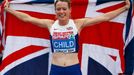 Elidh Child of Britain celebrates winning the women's 400 metres hurdles final during the European Athletics Championships in Zurich August 16, 2014. REUTERS/Phil Noble (