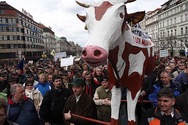Demonstrace zemědělců v Praze