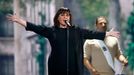 Singer Lisa Angell representing France performs during a dress rehearsal for the upcoming 60th annual Eurovision Song Contest In Vienna