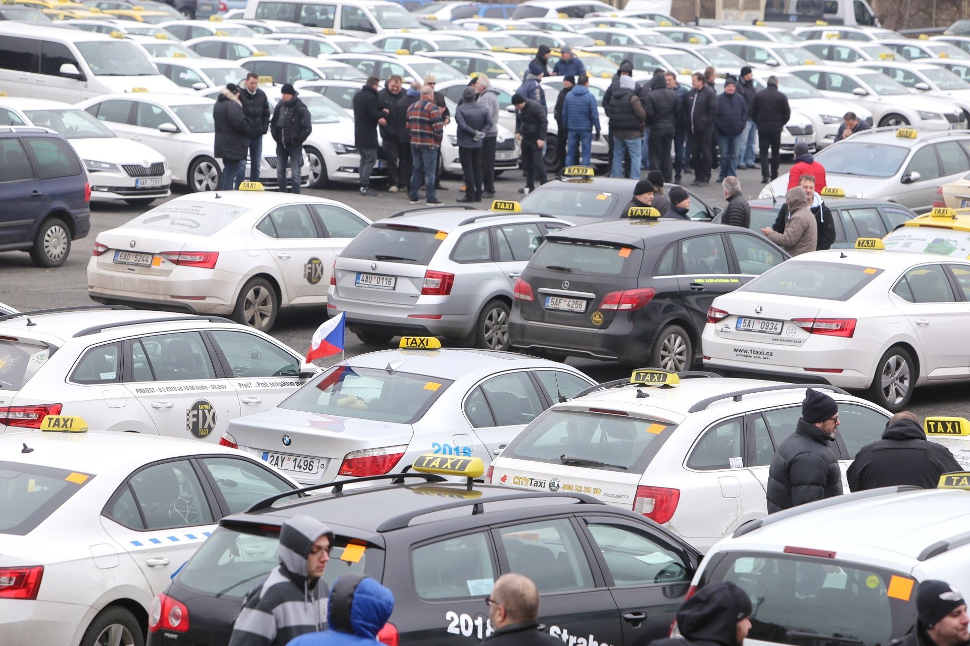 Protest taxikářů v Praze