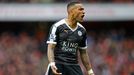 Leicester's Danny Simpson reacts after being sent off