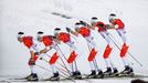 Canada's Devon Kershaw skis during the men's cross-country 15km classic event at the 2014 Sochi Winter Olympics February 14, 2014. Picture taken with multiple exposure fu