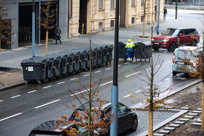 Masaryčka a nová ulice Na Florenci a problémy s dopravou a parkováním.