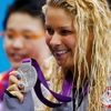 Stříbrná olympijská plavkyně, Američanka Elizabeth Beiselová po 400 metrech polohovacího závodu na OH 2012 v Londýně.