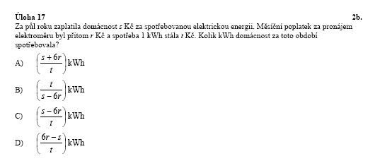 Matematika - vyšší úroveň - úloha 17