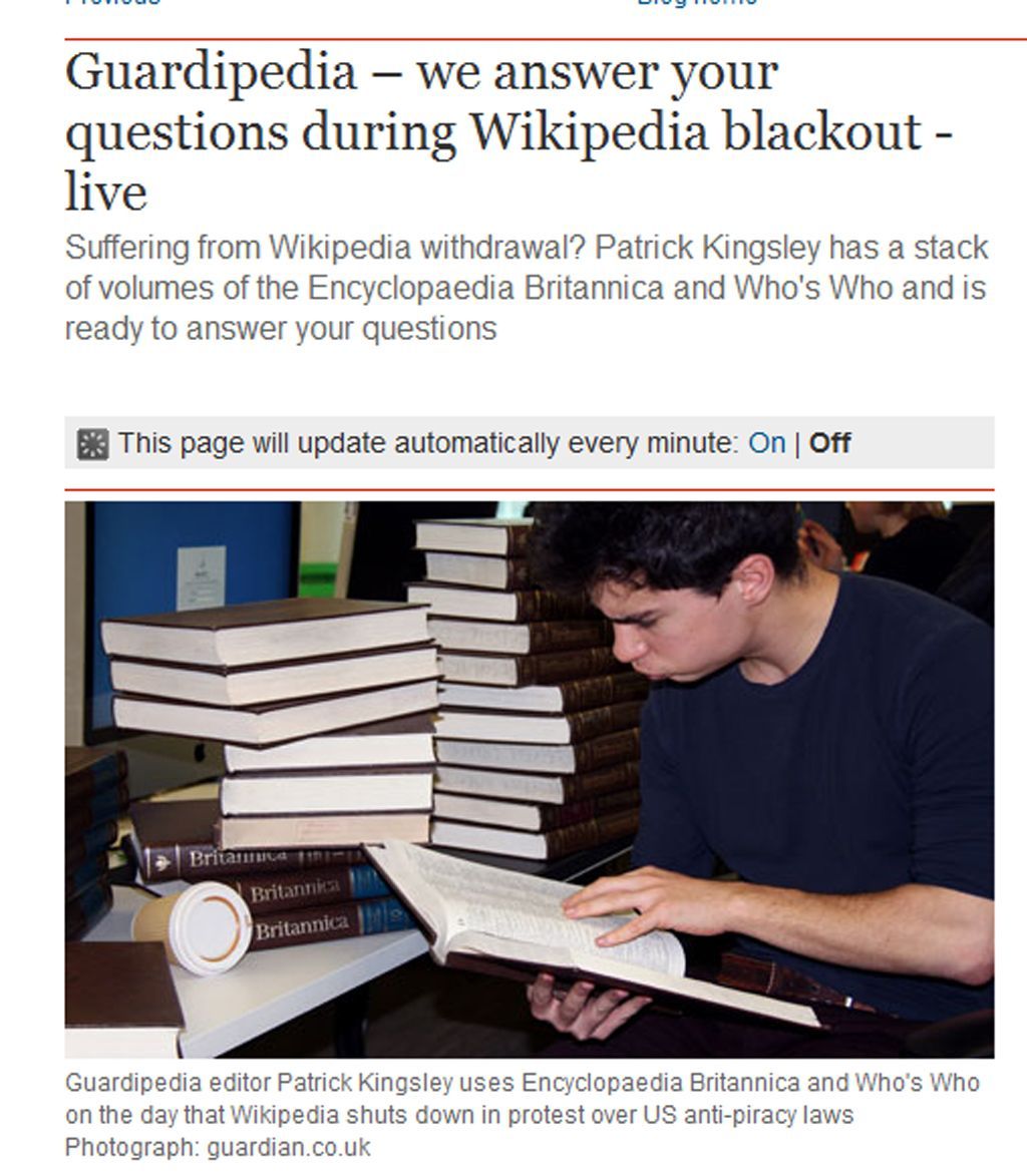 Guardian na den nahrazuje Wikipedii