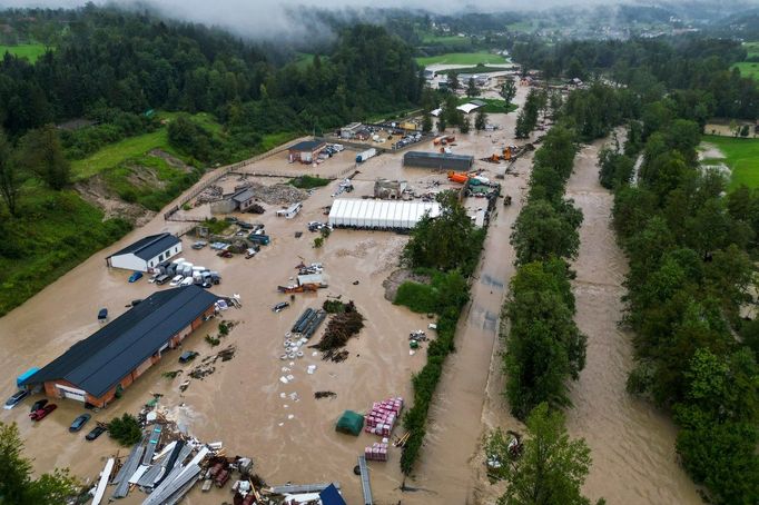 Povodně ve Slovinsku, snímek ze 4. srpna