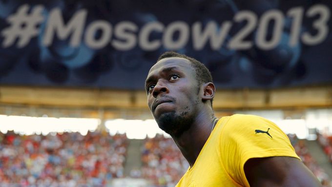 Usain Bolt na atletickém šampionátu v Moskvě