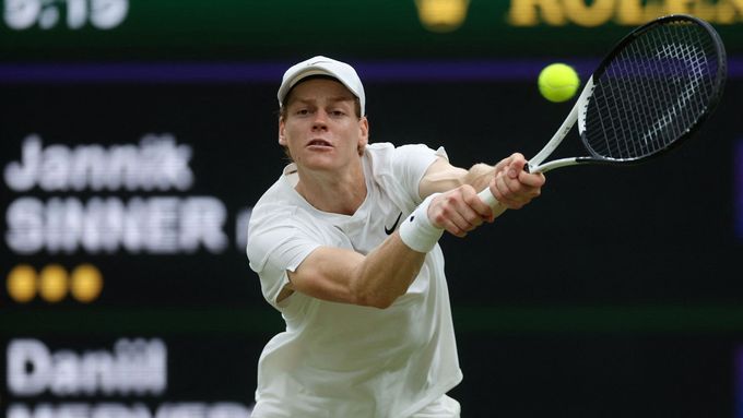 Jannik Sinner ve čtvrtfinále Wimbledonu 2024