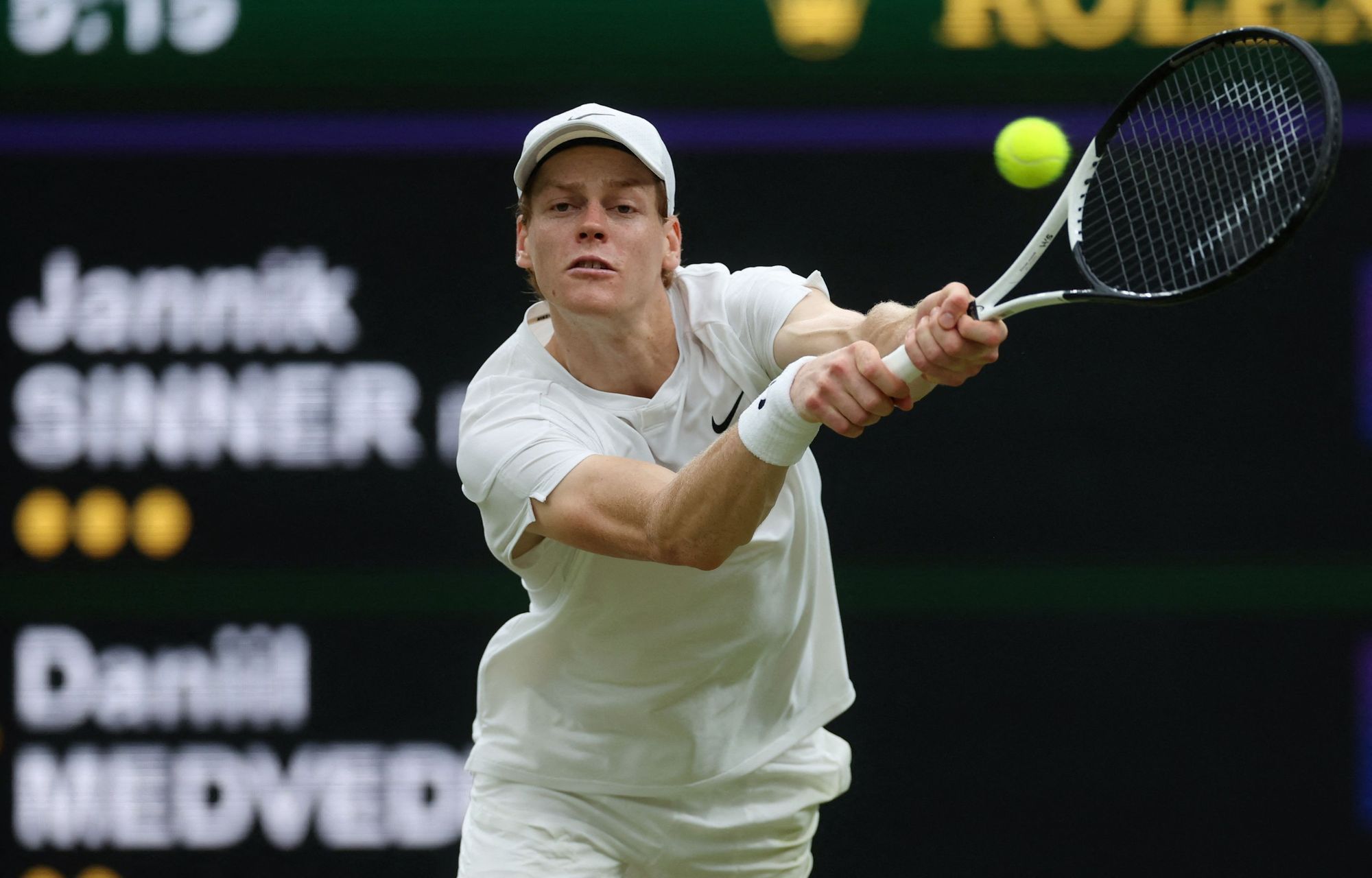 Jannik Sinner ve čtvrtfinále Wimbledonu 2024