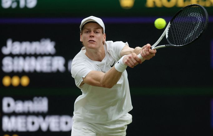 Jannik Sinner ve čtvrtfinále Wimbledonu 2024