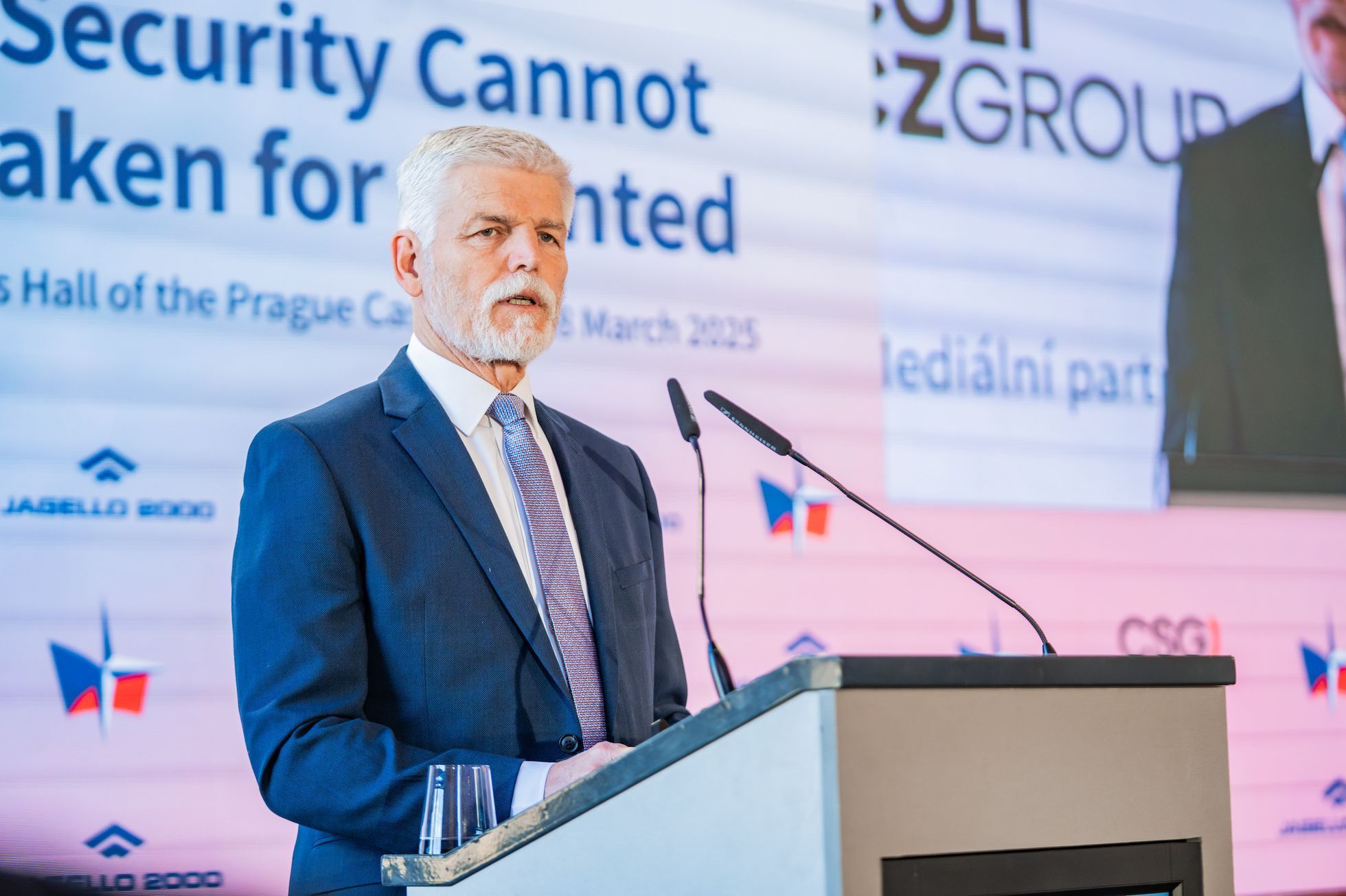 Prezident Petr Pavel na konferenci Naše bezpečnost není samozřejmost, 18. 3. 2025.