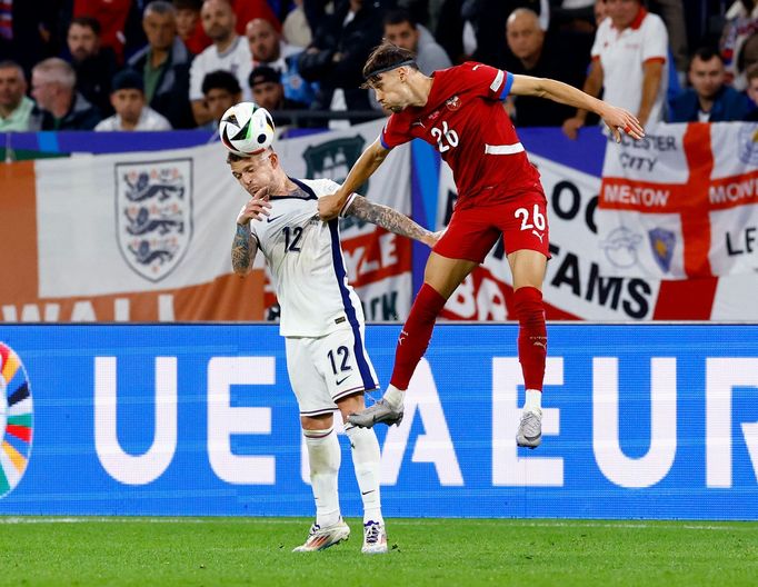 Soccer Football - Euro 2024 - Group C - Serbia v England - Arena AufSchalke, Gelsenkirchen, Germany - June 16, 2024 England's Kieran Trippier in action with Serbia's Velj