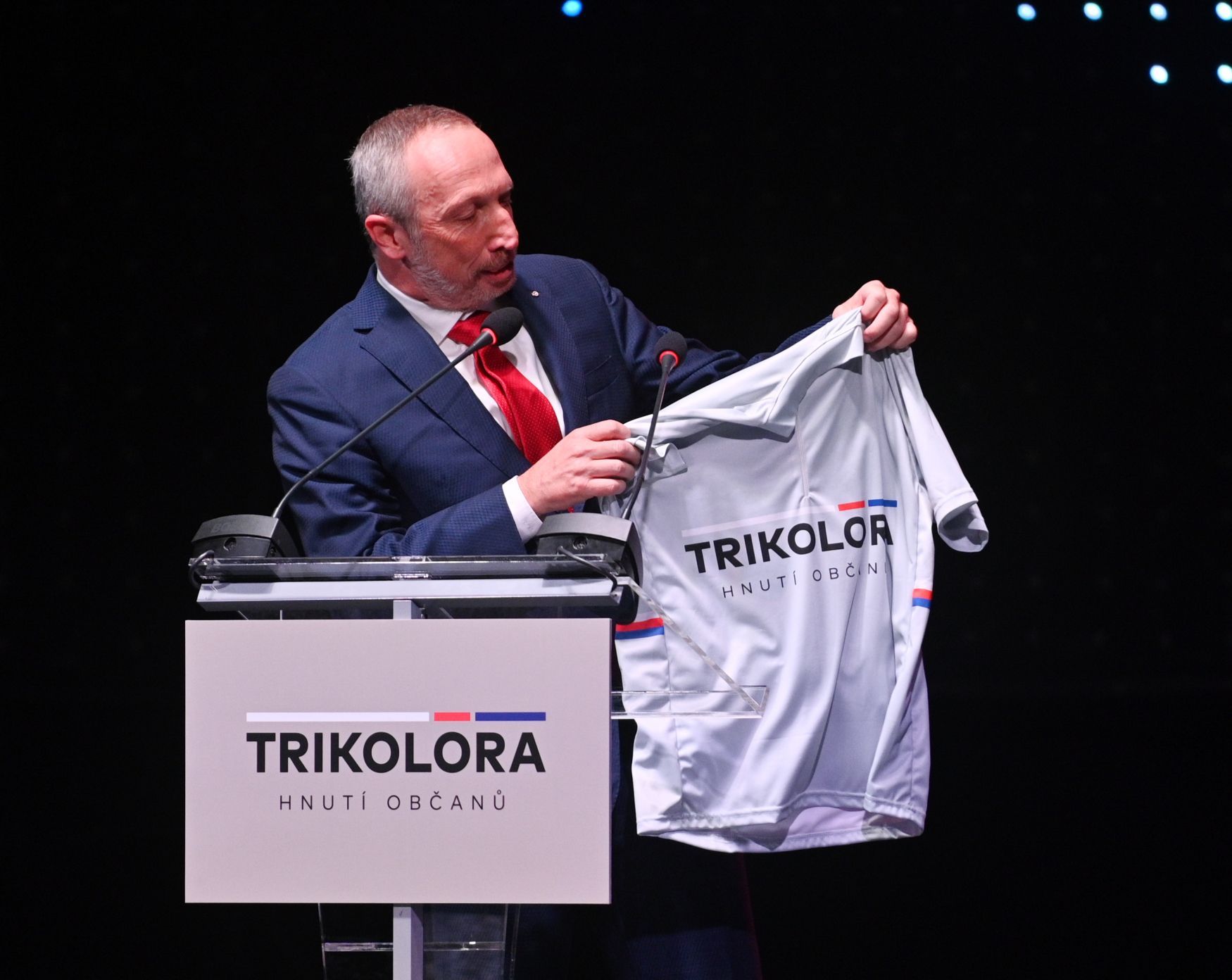 Václav Klaus mladší na sjezdu svého nového hnutí Trikolóra