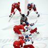 Úvodní vhazování zápasu Česko - Rusko na ZOH 2022 v Pekingu