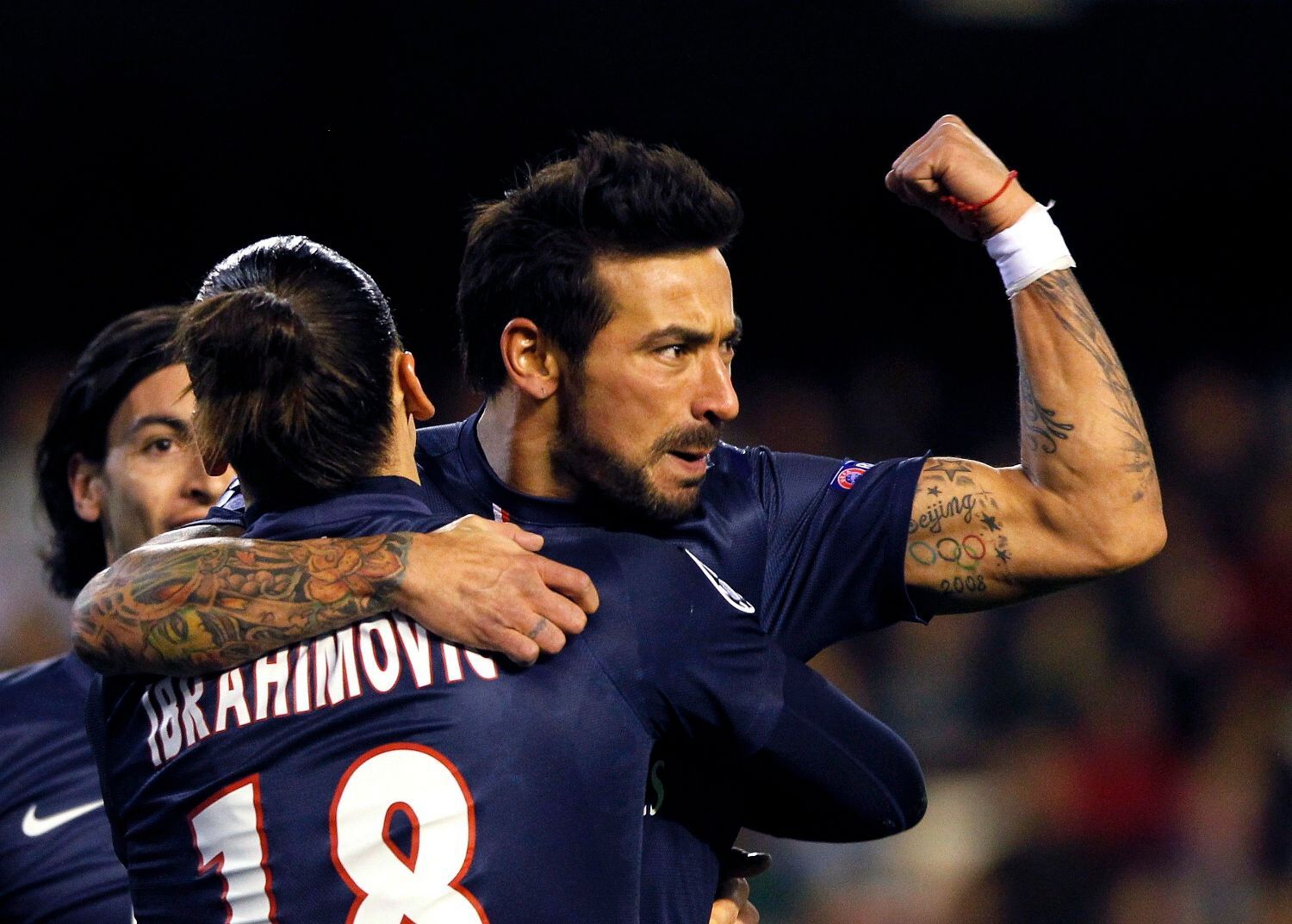 Liga mistrů, Valencie - Paris St. Germain: Ezequiel Lavezzi a Zlatan Ibrahimovič (PSG)